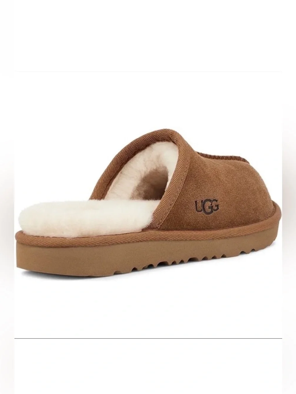 UGG Keegan Chestnut Suede Shearling Slide Slippers Big Kids Size 1 Cozy Comfort